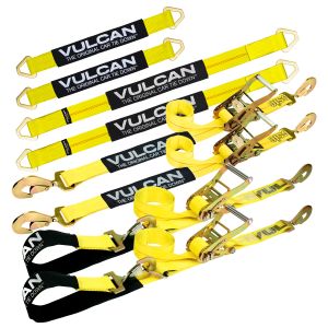 VULCAN Ultimate Axle Tie Down Kit - Includes (2) 22" Axle Straps, (2) 36" Axle Straps, (2) 96" Snap Hook Ratchet Straps And (2) 112" Axle Tie Down Combination Straps
