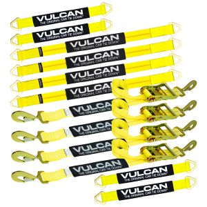 VULCAN Complete Axle Strap Tie Down Kit with Snap Hook Ratchet Straps -  Includes (4) 22" Axle Straps, (4) 36" Axle Straps, And (4) 8' Snap Hook Ratchet Straps