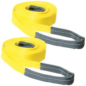 VULCAN Tow Strap with Reinforced Eye Loops - 2 Inch x 20 Foot, 2 Pack - 5,000 Pound Towing Capacity