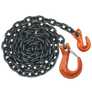 VULCAN Safety Chain Tie Down with Grab Hooks and Sling Hooks - Grade 100 - 1/2 Inch x 10 Foot - PROSeries - 15,000 Pound Safe Working Load