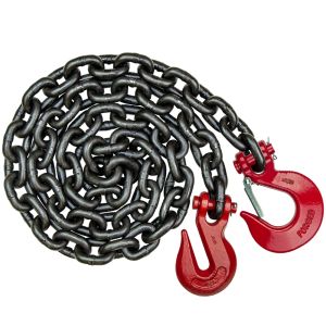 VULCAN Binder/Safety Chain with Grab and Sling Hooks - Heavy Duty Grade 80 - 5/8 Inch x 12 Foot - 18,100 Pound Safe Working Load