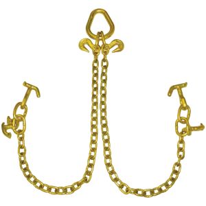 Johnstown Towing Chain Bridle with R-Hooks and Twisted T/J Combination Hooks - Grade 70 Chain - 48 Inches Long - 4,700 Pound Safe Working Load
