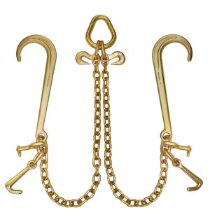 Johnstown Towing Chain Bridle with 15 Inch and 4 Inch J Hooks and Alloy T Hooks - Grade 70 Chain - 47 Inches Long - 4,700 Pound Safe Working Load