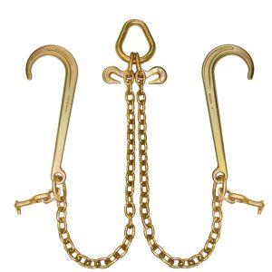 Johnstown Towing Chain Bridle with 15 Inch J Hooks and Alloy T Hooks - Grade 70 Chain - 47 Inches Long - 4,700 Pound Safe Working Load