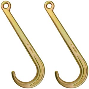 VULCAN Tow Hook - Eye Style - Grade 70 - 15 Inch - 2 Pack - 4,700 Pound Safe Working Load - Compatible with 5/16 Inch Chain