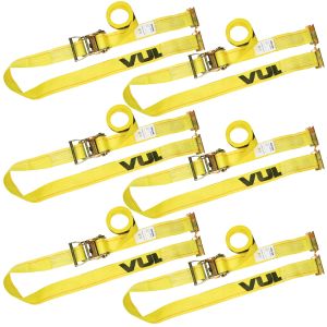VULCAN Logistic Strap for E Track, Ratchet Style - 6 Pack - 1,333 Pound Safe Working Load