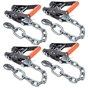 VULCAN Ratchet Buckle - Chain Anchor - 2 Inch Handle - Silver Series - 4 Pack - 3,300 lbs. Safe Working Load