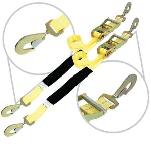 VULCAN Car Tie Down with Twisted Snap Hooks - 96 Inch, 2 Pack - 3,300 Pound Safe Working Load