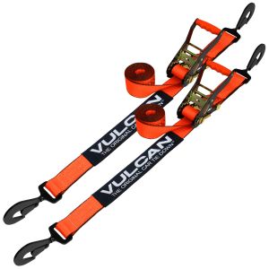 Scratch And Dent VULCAN Car Tie Down with Twisted Snap Hooks - 2 Inch x 96 Inch - 2 Pack - PROSeries - 3,300 Pound Safe Working Load