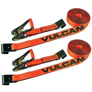 VULCAN Ratchet Strap with Flat Hooks - 2 Inch, 2 Pack - PROSeries - 3,300 Pound Safe Working Load
