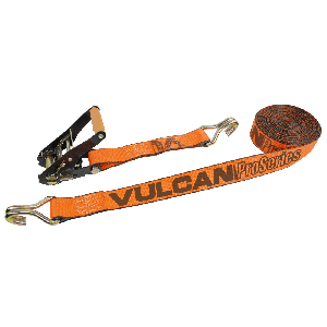 VULCAN Ratchet Strap with Wire Hooks - 2 Inch - PROSeries - 3,300 Pound Safe Working Load