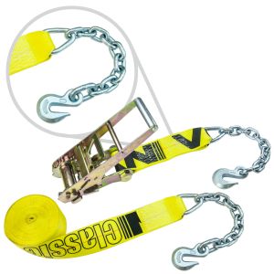 VULCAN Ratchet Strap with Flat Hooks - 3 Inch, 15 Pack - Classic Yellow - 5,000 Pound Safe Working Load