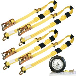 VULCAN Rolling Idler Three Cleat Autohauler Car Tie Down - 120 Inch, 4 Pack - 3,300 Pound Safe Working Load