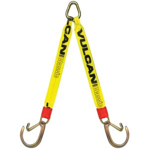 VULCAN Web Bridle with Forged 8 Inch J Hooks and Forged 4 Inch J Hooks - 47 Inch - Classic Yellow - 4,700 Pound Safe Working Load