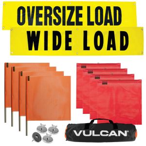 VULCAN Flags, Signs, and Magnets Kit - Includes 2 Reversible Wide/Oversize Load Signs, 4 Red Flags, 4 Orange Flags, and 4 Magnets