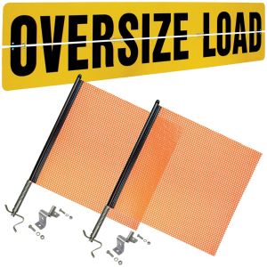 VULCAN Flags and Oversize Load Sign Kit - Includes 1 Aluminum Oversize Load Sign and 2 Heavy-Duty Spring Warning Flags