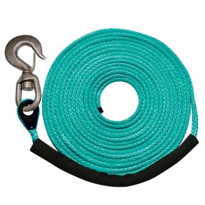VULCAN Dyneema Synthetic Rope Winch Line - Swivel Hook - 1/2 Inch x 75 Foot - Green - 30,400 Pound MBS - 7,600 Pound Safe Working Load