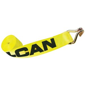 VULCAN Winch Strap with Wire Hook - 4 Inch - Classic Yellow - 5,000 Pound Safe Working Load