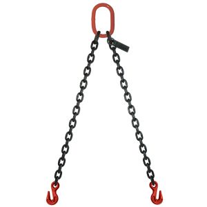 VULCAN Double Leg Welded Lifting Sling with Grab Hooks - 3/8 Inch - Grade 80 - 5 Feet