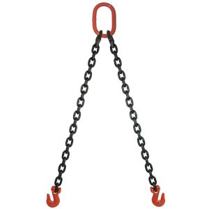 VULCAN Double Leg Mechanical Lifting Sling with Grab Hooks - 3/8 Inch - Grade 80 - 15 Feet