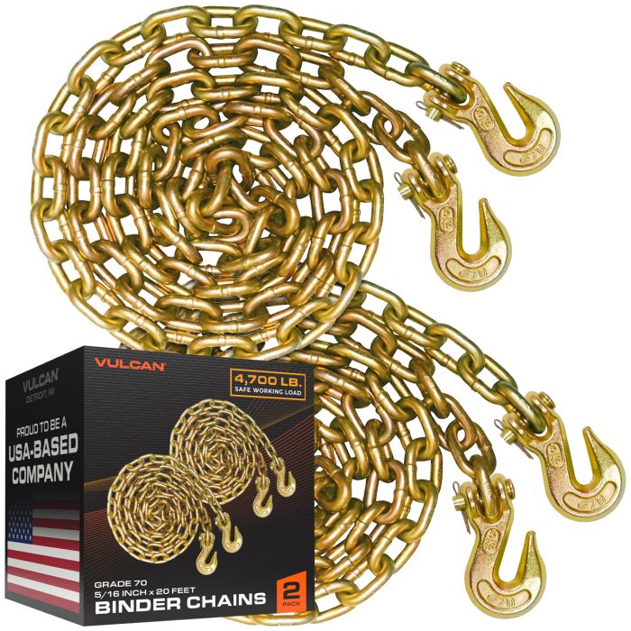 Aain Binder Chains with G70 Hooks 5 16 Inches 10ft Transport Hauling Heavy Duty Ratcheting Clevis Grab Grade 80 Tow Chain 4 900 at MechanicSurplus.com