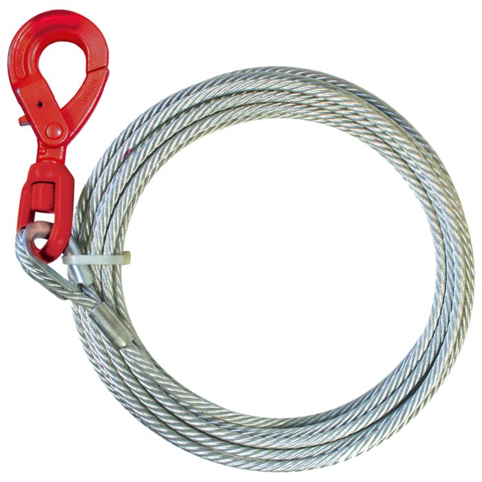 VULCAN Winch Cable - Self-Locking Swivel Hook - Galvanized Steel Core - 3/8  Inch x 100 Foot - 14,000 Pounds Minimum Breaking Strength