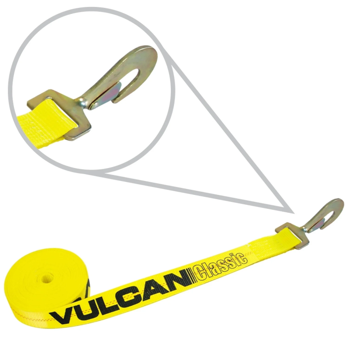 VULCAN Winch Strap with Twisted Snap Hook - 2 Inch x 15 Foot - 3,300 Pound  Safe Working Load