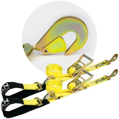 VULCAN Axle Tie Down Combo Strap Kit - 2 Inch - Classic Yellow - 3,300 Pound Safe Working Load
