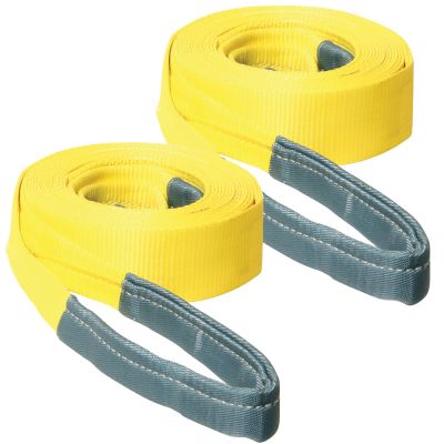 VULCAN Tow Strap with Reinforced Eyes - Standard Duty - 3 Inch x 20 Foot - 2 Pack - 7,500 Pound Towing Capacity