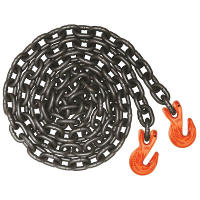 VULCAN Binder Chain Tie Down with Grab Hooks - Grade 100 - 3/8 Inch x 20 Foot - PROSeries - 8,800 Pound Safe Working Load