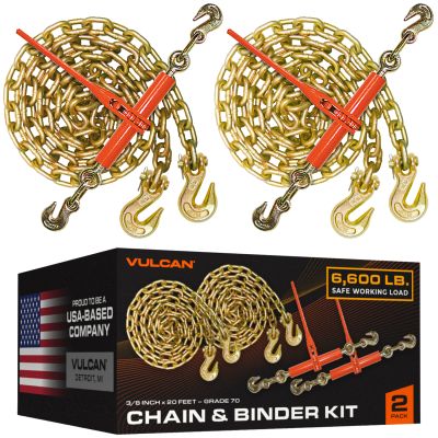 VULCAN Chain and Binder Kit - Grade 70 - 3/8 Inch x 20 Foot - 6600 Pound Safe Working Load