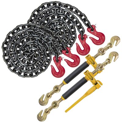 VULCAN Chain and Binder Kit - Grade 80 - 1/2 Inch x 20 Foot - Tie Down Loads Weighing Up To 48,000 Pounds