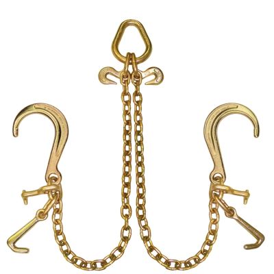 VULCAN Tow Chain Bridle - 8 and 4 Inch J Hooks and T Hooks - Grade 70 Chain - 40 Inch - 4,700 Pound Safe Working Load