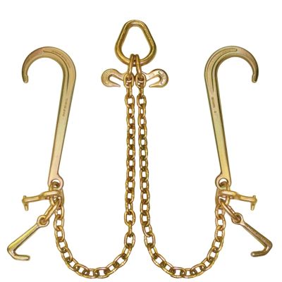 VULCAN Towing Chain Bridle - 15 and 4 Inch J and T Hooks - Grade 70 Chain - 47 Inch - 4,700 Pound Safe Working Load