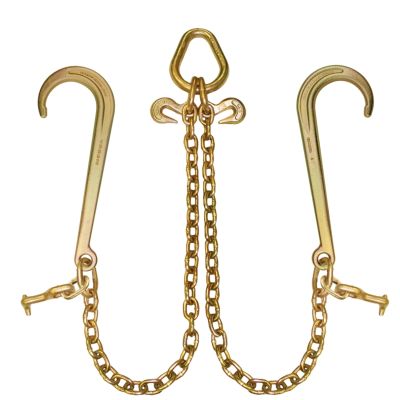 VULCAN Tow Chain Bridle - 15 Inch J Hooks and T Hooks - Grade 70 Chain - 47 Inch - 4,700 Pound Safe Working Load