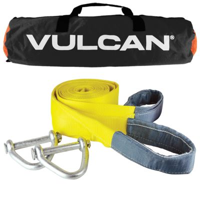 VULCAN Super Duty Tow Kit - Includes 6 Inch x 30 Foot Tow Strap, 2 Webbing Shackles, and Storage Bag - 15,000 Pound Towing Capacity