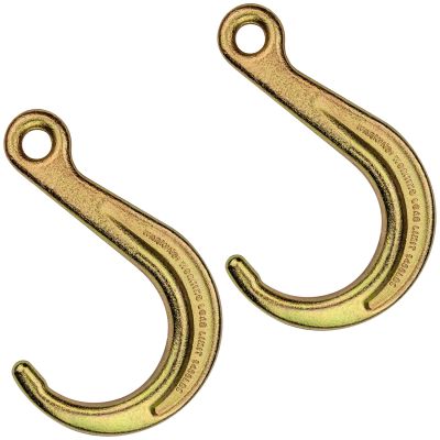 VULCAN Tow Hook - Grade 70 - Eye Style - 8 Inch - 2 Pack - 4,700 Pound Safe Working Load - Compatible with 5/16 Inch Chain