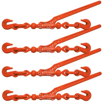 VULCAN Load Binder with 2 Grab Hooks - 4 Pack - Lever Style - 5,400 Pound Safe Working Load - For 5/16 Inch Grade 70 or 3/8 Inch Grade 43 Chain