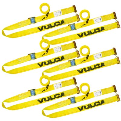 VULCAN Logistic Strap For E Track - Cam Buckle - 12 Foot - 6 Pack - Classic Yellow - 833 Pound Safe Working Load