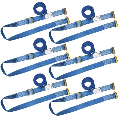 VULCAN Logistic Strap For E Track - Cam Buckle - 20 Foot - 6 Pack - Blue - 833 Pound Safe Working Load