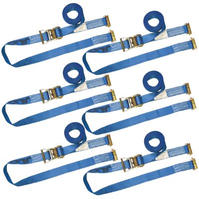 VULCAN Logistic Strap For E Track - Ratchet Style - 20 Foot - 6 Pack - Blue - 1,333 Pound Safe Working Load