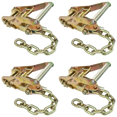 VULCAN Ratchet Buckle - 2 Inch Wide Handle with Chain Tail - 4 Pack - 3,300 Pound Safe Working Load