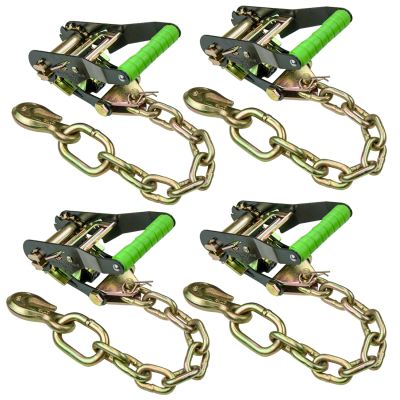 VULCAN Ratchet Buckle - Chain Anchor - 2 Inch Handle - High-Viz - 4 Pack - 3,300 Pound Safe Working Load