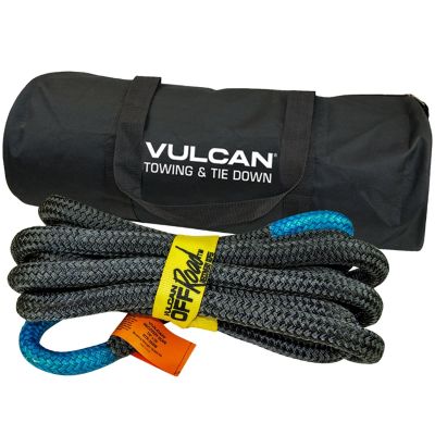 VULCAN Off-Road Recovery Rope - 7/8 Inch x 20 Foot - Blue Eyes - 28,600 Pound Breaking Strength - Includes Vented Storage Bag