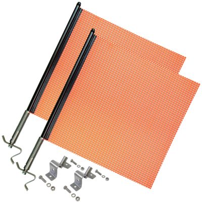 VULCAN Heavy Duty Spring Warning Flag Kit with Universal Mounting Bracket - Mesh Construction - 18 Inch - 2 Pack