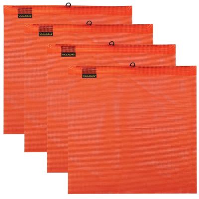 VULCAN Safety Flag with Wire Loop -  Bright Orange - Vinyl Coated Polyester Construction - 18 Inch x 18 Inch - 4 Pack