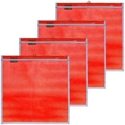 VULCAN Safety Flags With Border - Bright Orange - PVC - Wire Loop - 18 Inch x 18 Inch - 4 Pack