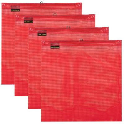 VULCAN Safety Flag with Wire Loop - Bright Red - Vinyl Coated Polyester Construction - 18 Inch x 18 Inch - 4 Pack