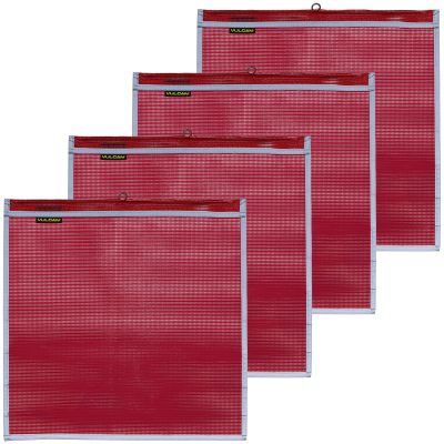 VULCAN Safety Flags With Border - Bright Red - PVC - Wire Loop - 18 Inch x 18 Inch - 4 Pack