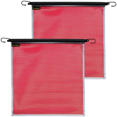 VULCAN Safety Flags With Border - Bright Red - Mesh - Stretch Cord - 18 Inch x 18 Inch - 2 Pack
